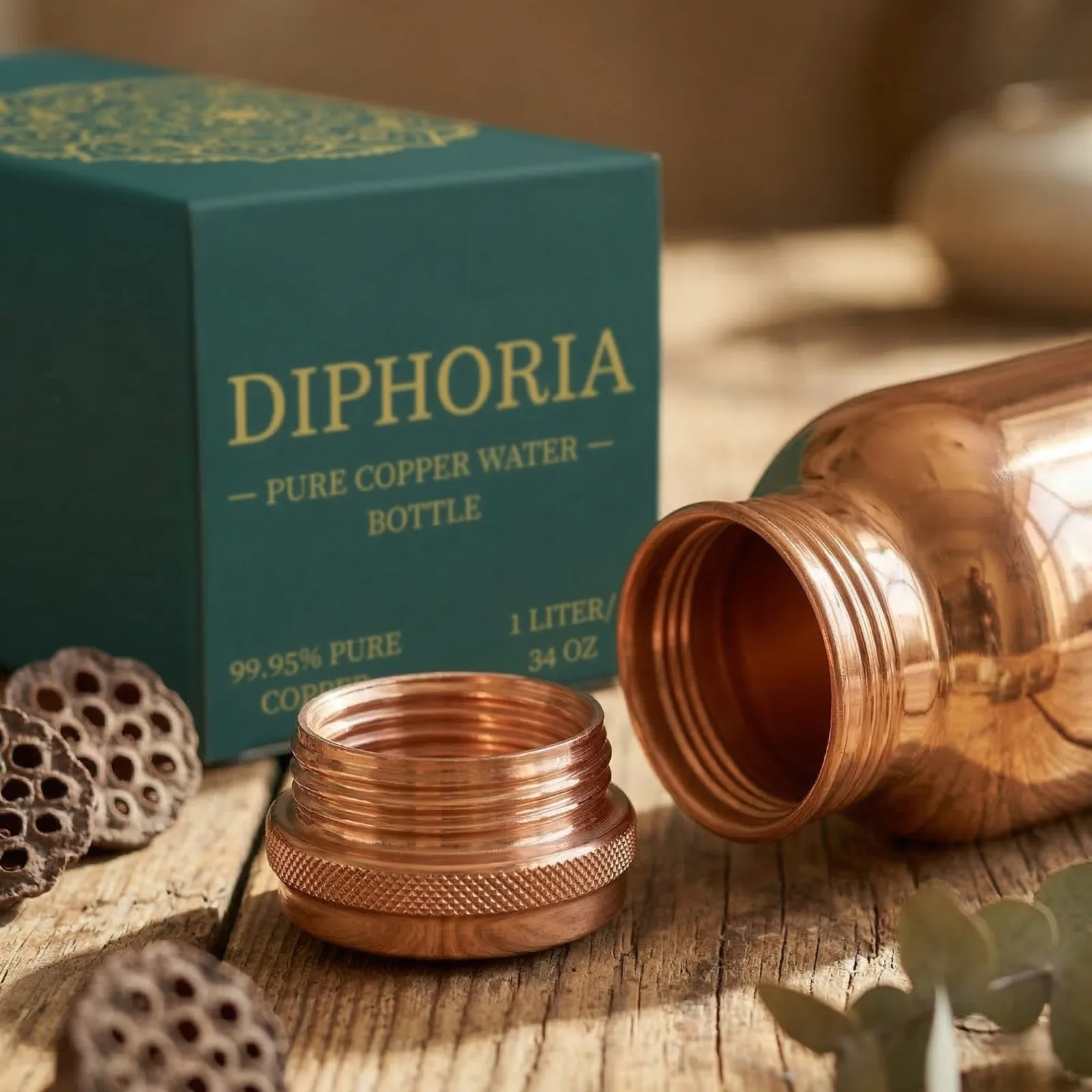 Copper bottle leak-proof screw cap detail 950ml